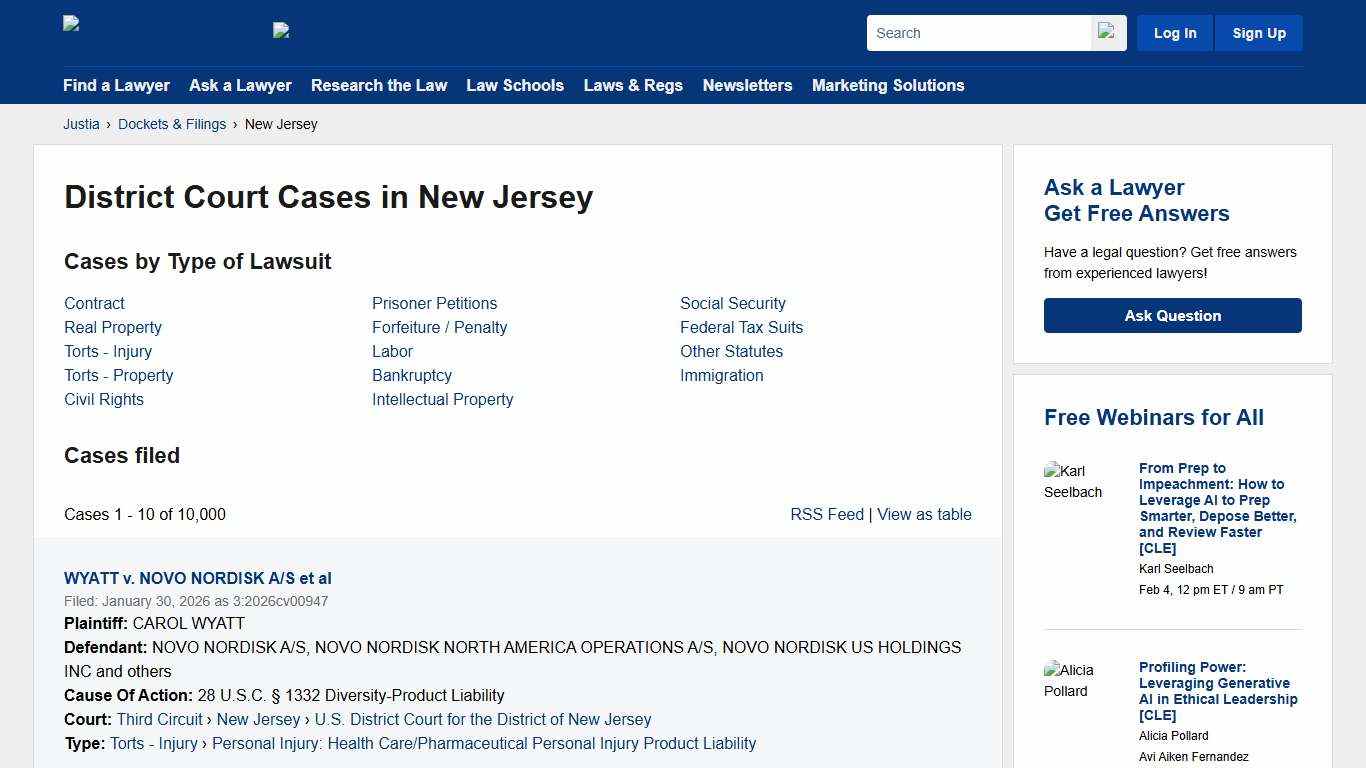 Cases, Dockets and Filings in New Jersey Justia Dockets & Filings
