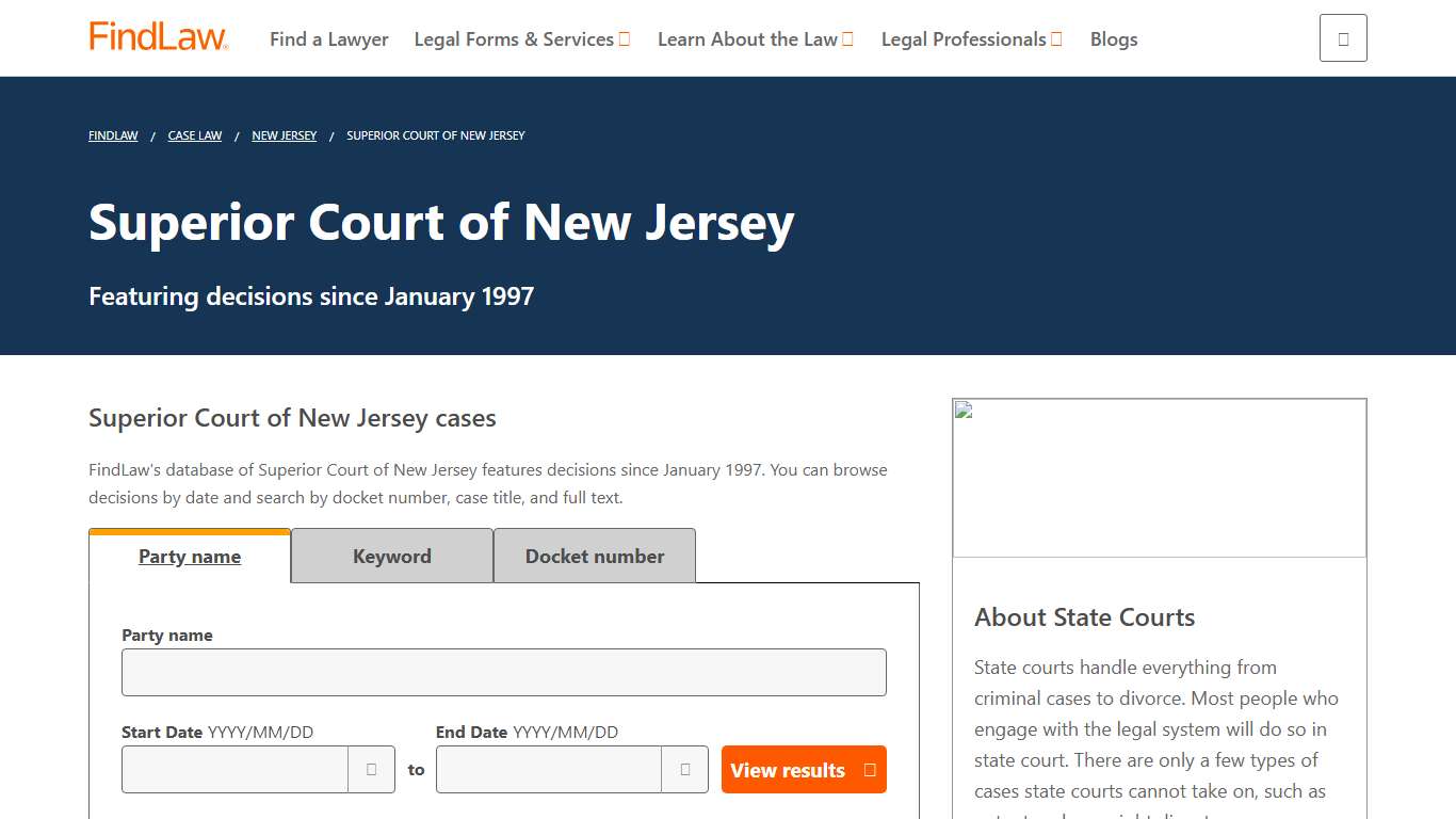 NJ Superior Court Opinions and Cases FindLaw