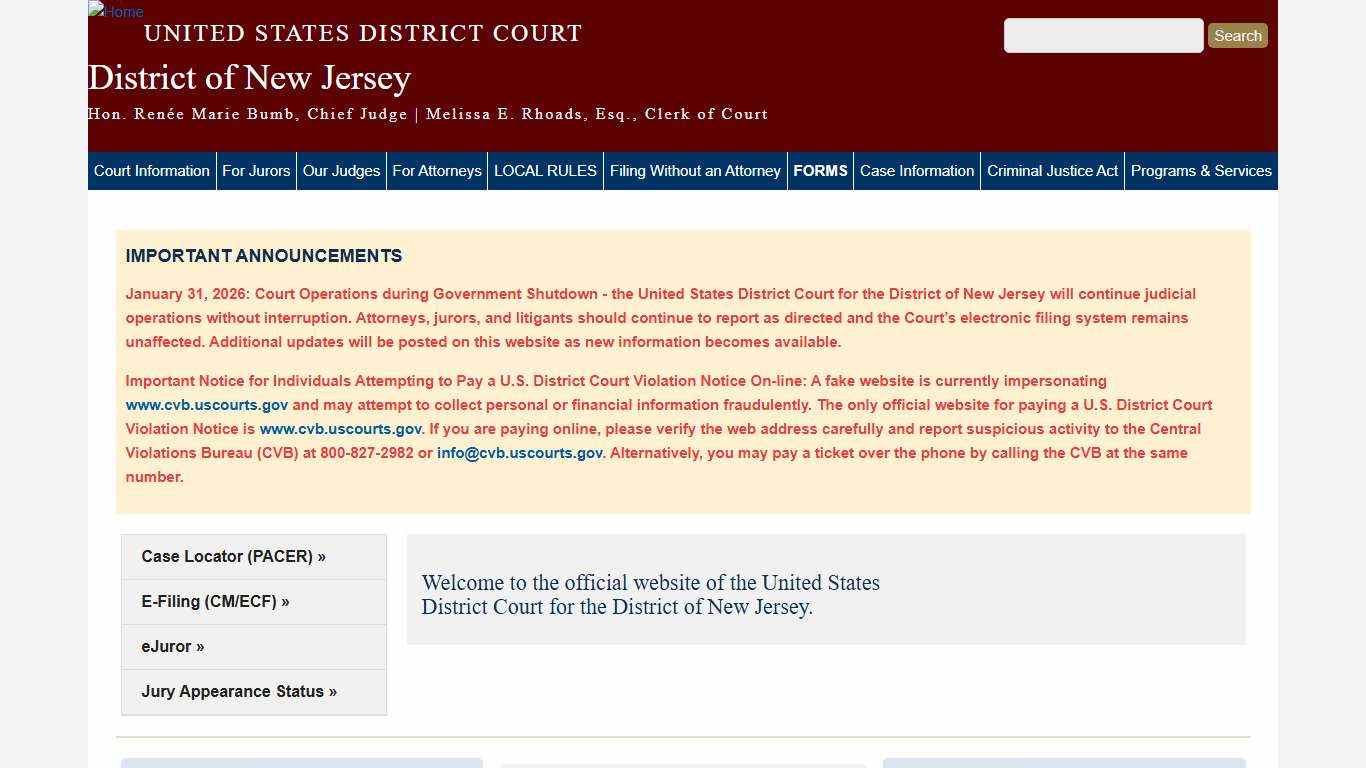 District of New Jersey United States District Court